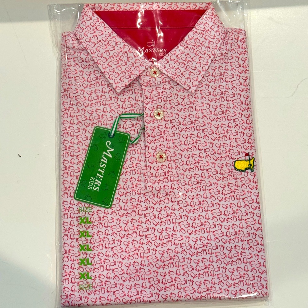 New Masters Augusta Red polo kids XL age12-14 Masters logo